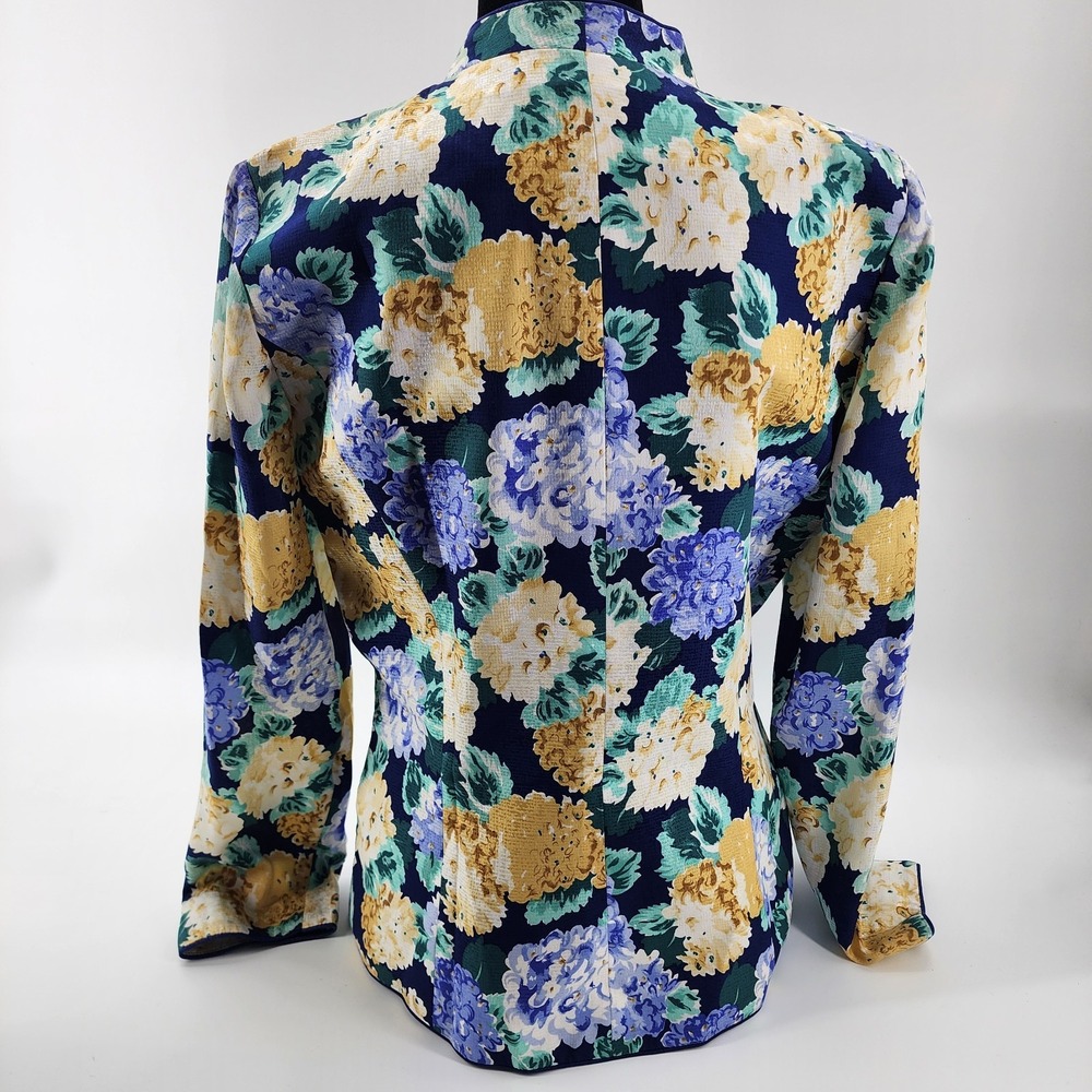 Vintage Adrianna Papell Women's Button Up Floral Silk Jacket Size 10 Floral - Picture 2 of 7